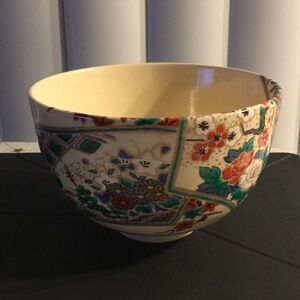 Tea Bowl Kyoto Ware Shozan Kiln Yoshimasa Kato Ninsei-style Fan